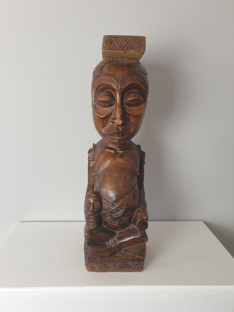 Democratic Republic Of Congo - Patinated Wooden Totem - 53 Cm-photo-3