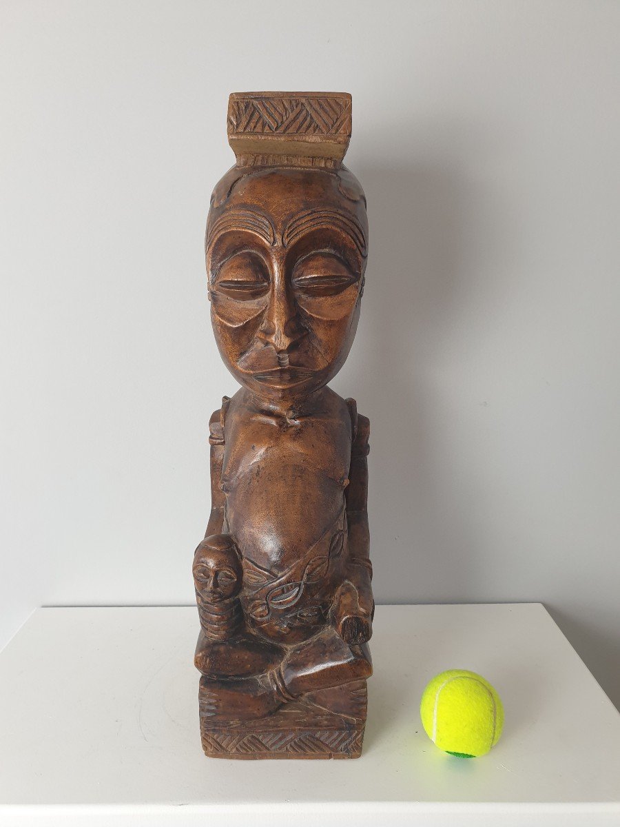 Democratic Republic Of Congo - Patinated Wooden Totem - 53 Cm-photo-4