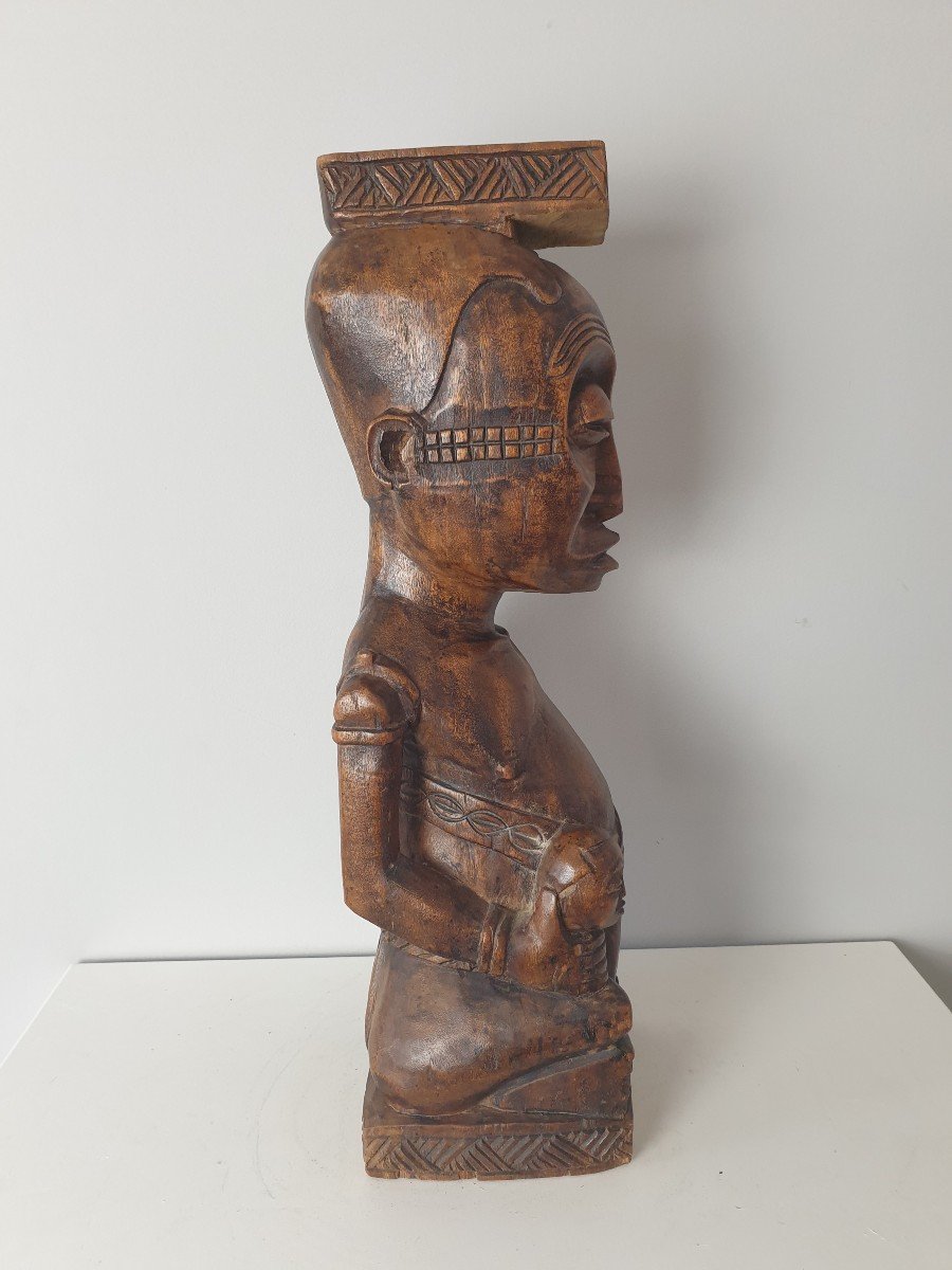 Democratic Republic Of Congo - Patinated Wooden Totem - 53 Cm-photo-2