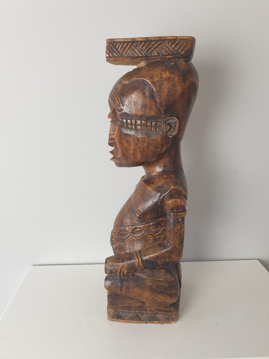Democratic Republic Of Congo - Patinated Wooden Totem - 53 Cm-photo-4