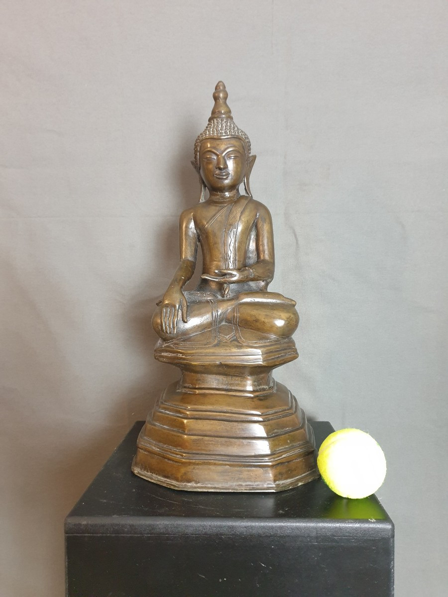 Asie du Sud-Est - Bouddha en bronze - 19ème - 48 cm-photo-3