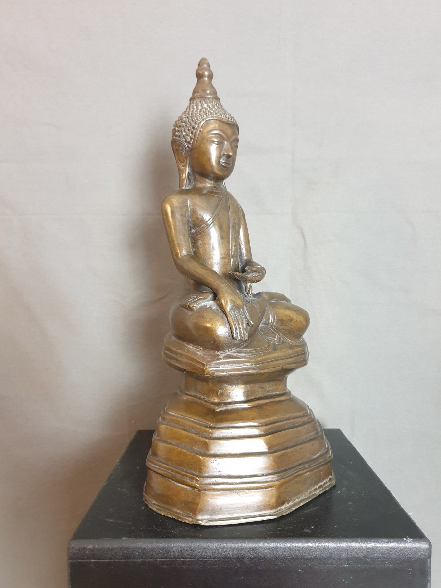 Asie du Sud-Est - Bouddha en bronze - 19ème - 48 cm-photo-1