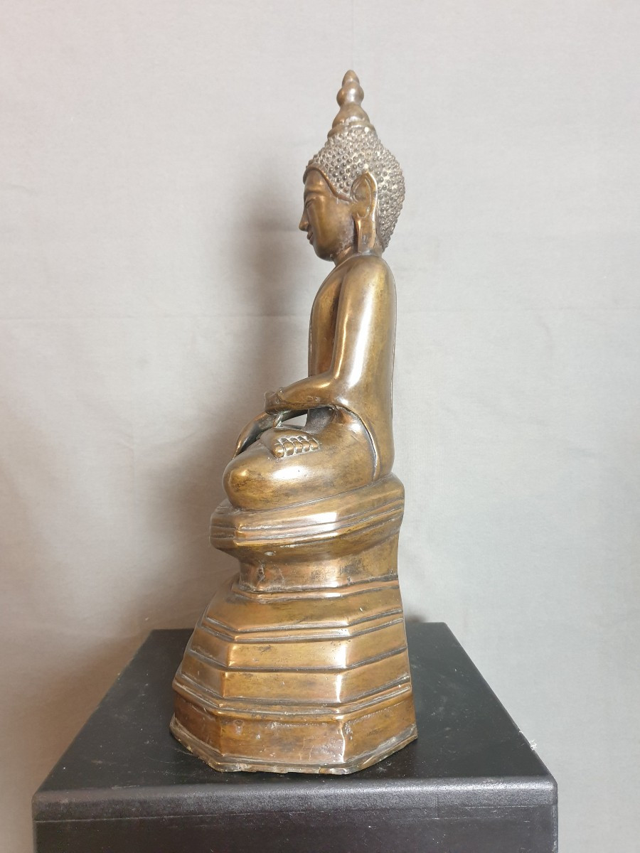 Asie du Sud-Est - Bouddha en bronze - 19ème - 48 cm-photo-4