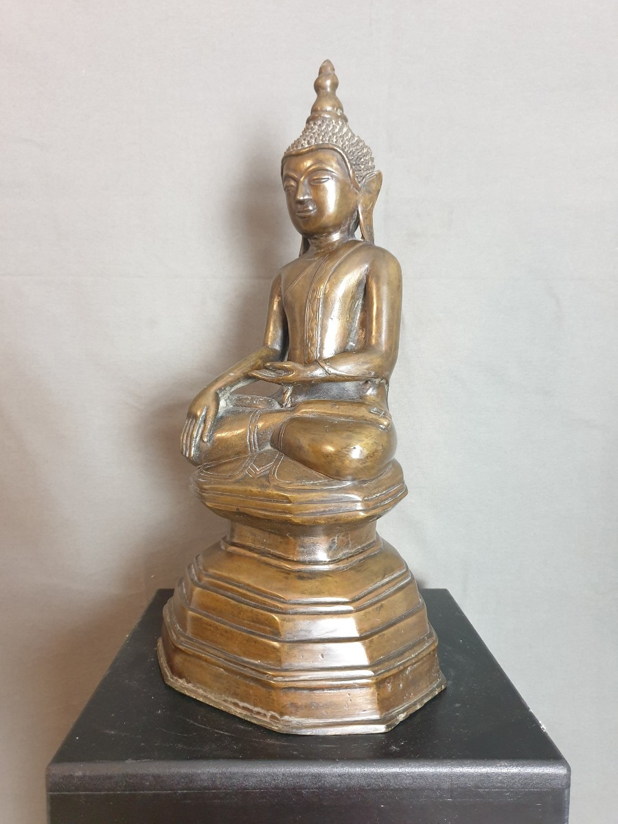 Asie du Sud-Est - Bouddha en bronze - 19ème - 48 cm-photo-5