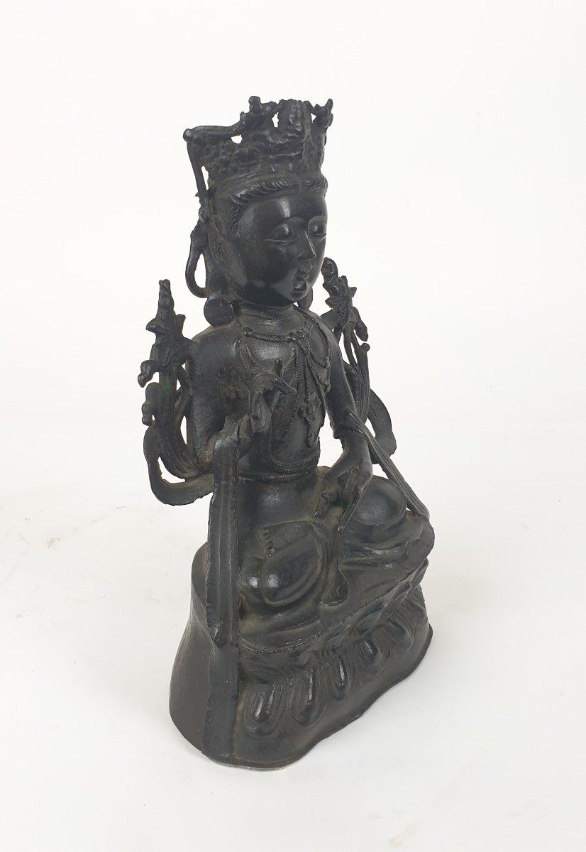 Bodhisattva In Bronze - Qing Dynasty - 23 Cm-photo-2