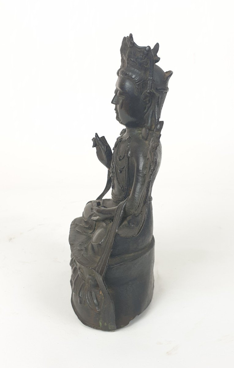 Bodhisattva In Bronze - Qing Dynasty - 23 Cm-photo-1