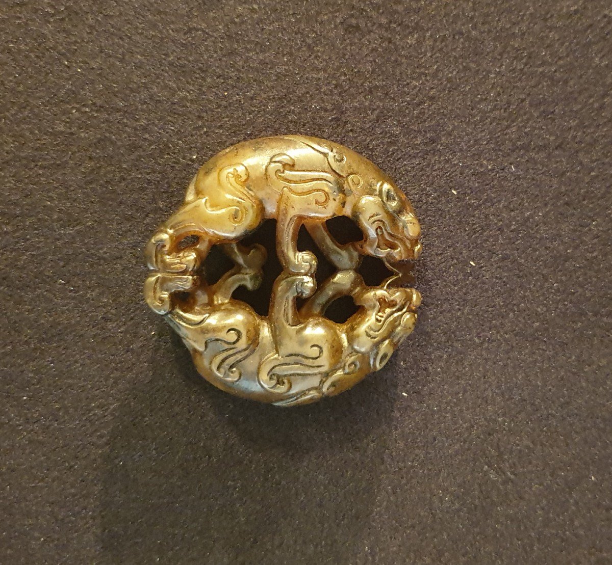 China - Hard Stone Pendant With Tigers Decor-photo-2