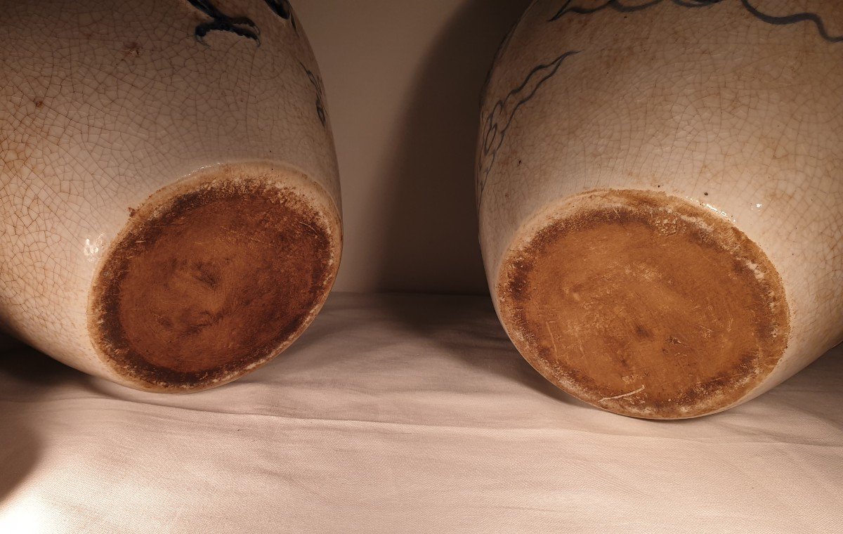 Pair Of Covered Jars In Swatow Porcelain-photo-3