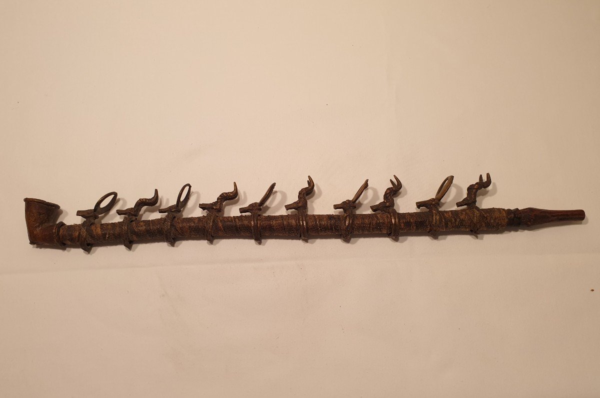 Benin - Bronze Deer Deco Pipe-photo-2