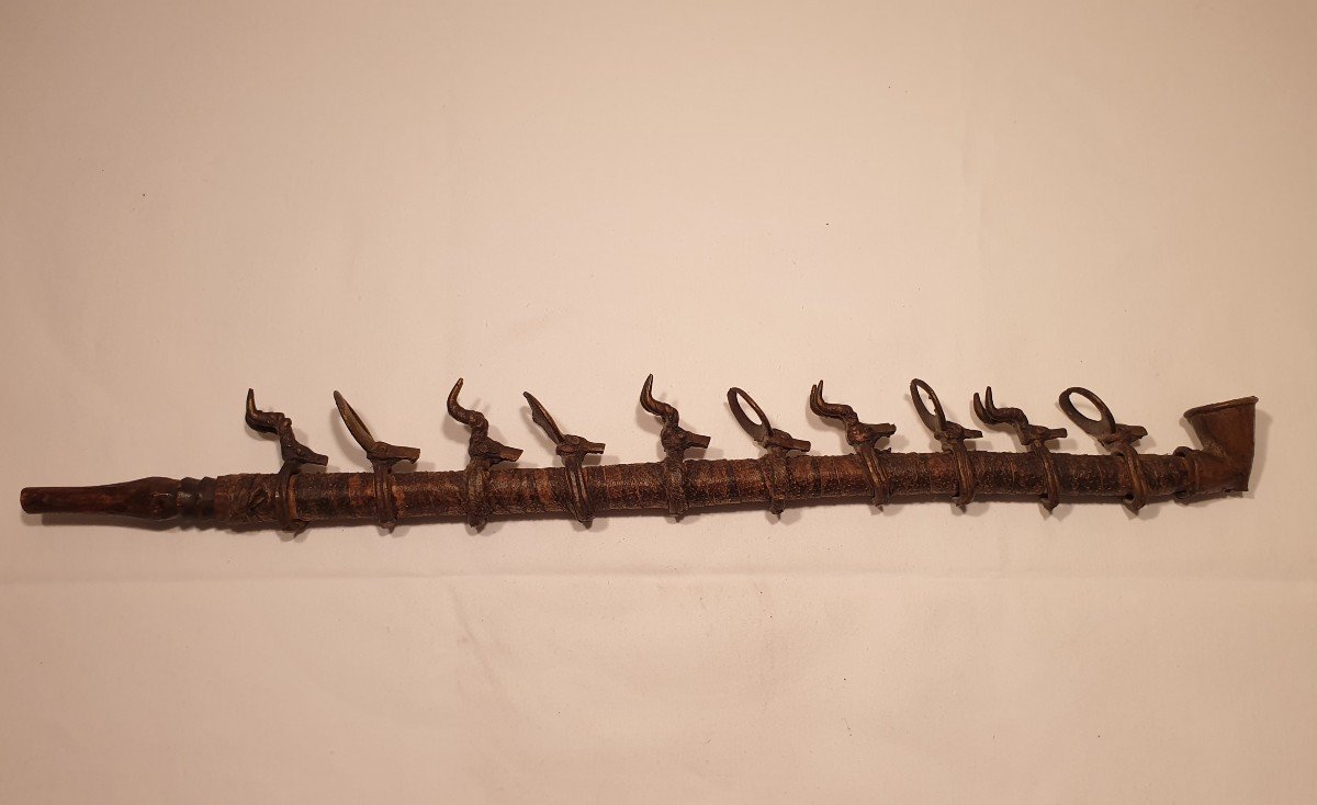 Benin - Bronze Deer Deco Pipe