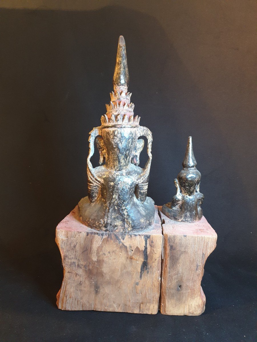 Burma - Double Buddha Shan - H 55 Cm-photo-4