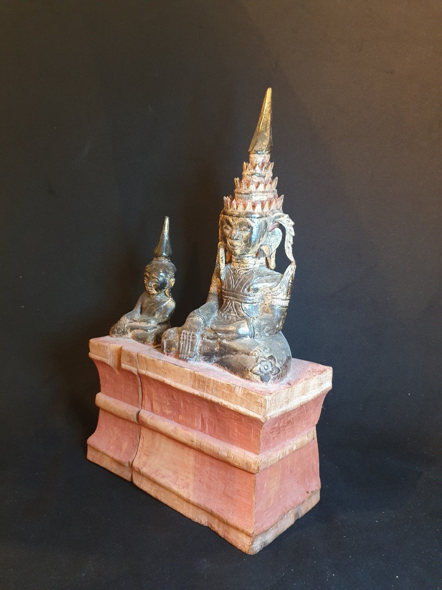 Burma - Double Buddha Shan - H 55 Cm-photo-2