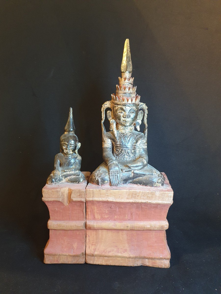 Burma - Double Buddha Shan - H 55 Cm-photo-3