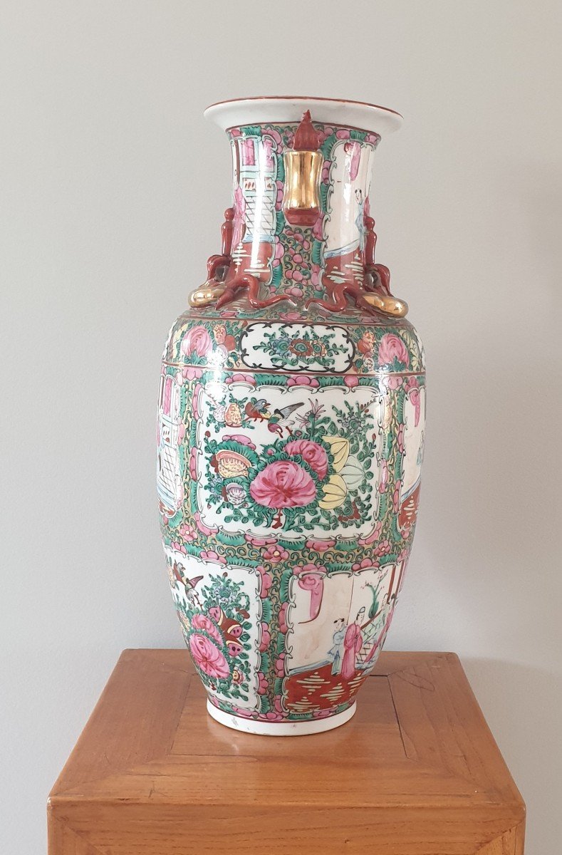 China - Polychrome Vase - Canton - 48 Cm-photo-2