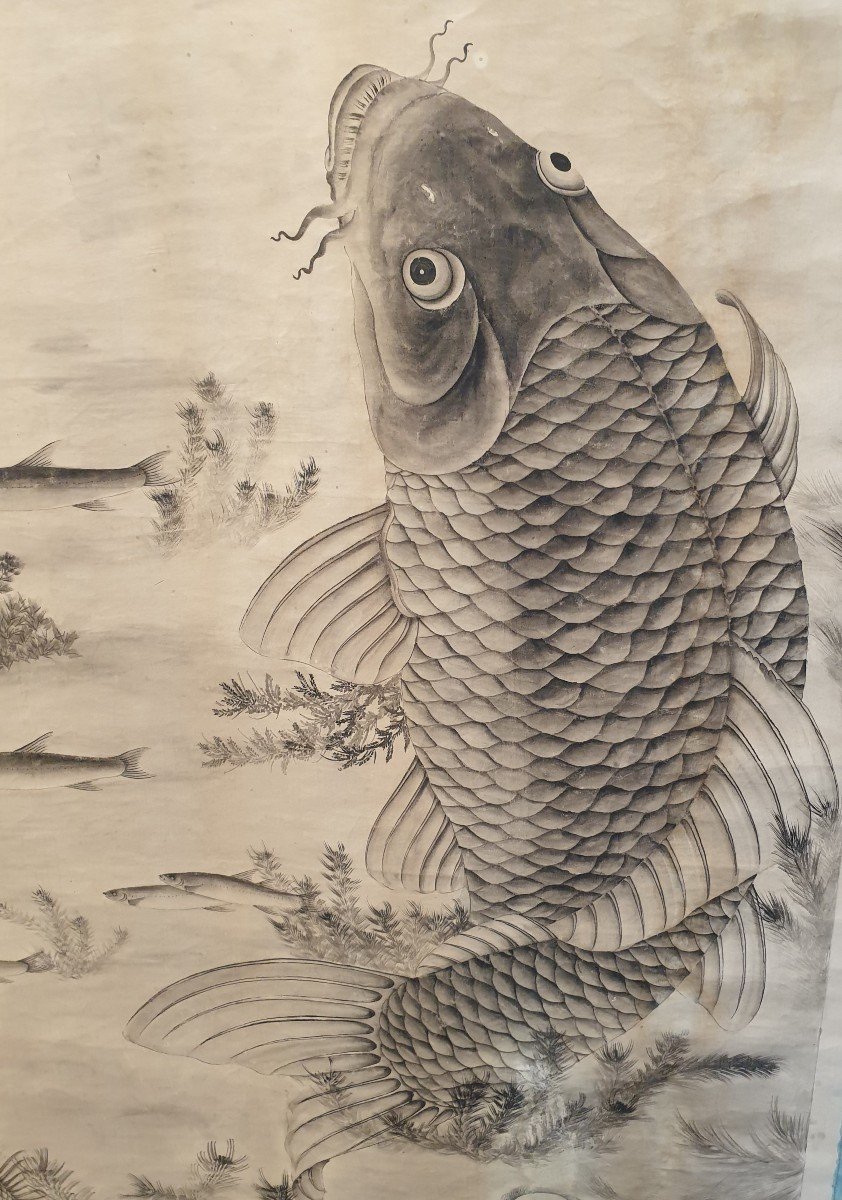Japan - Large Kakemono - Ink On Silk - H 210 Cm-photo-4