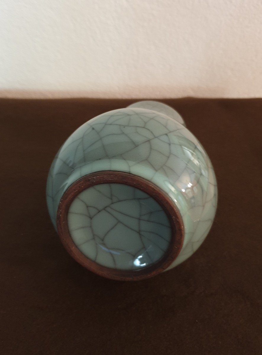 China - Small Cracked Ceramic Vase With Celadon Background - 16 Cm-photo-4