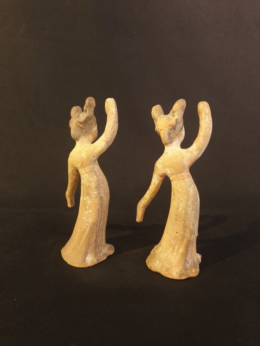 China - Pair Of Tang Dynasty Dancers - 24 Cm - Certificate-photo-1