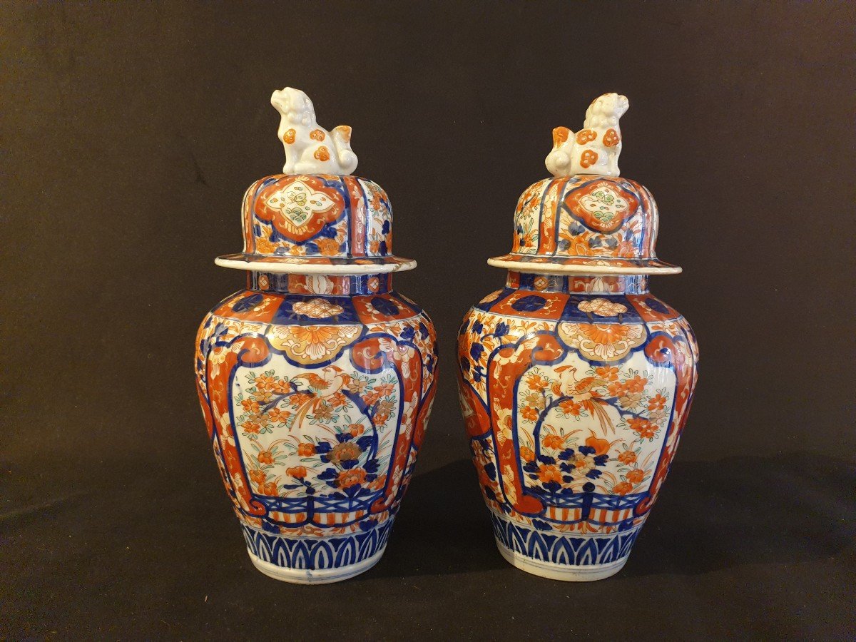 Chine - Paire De Potiches Imari - 38 Cm-photo-3
