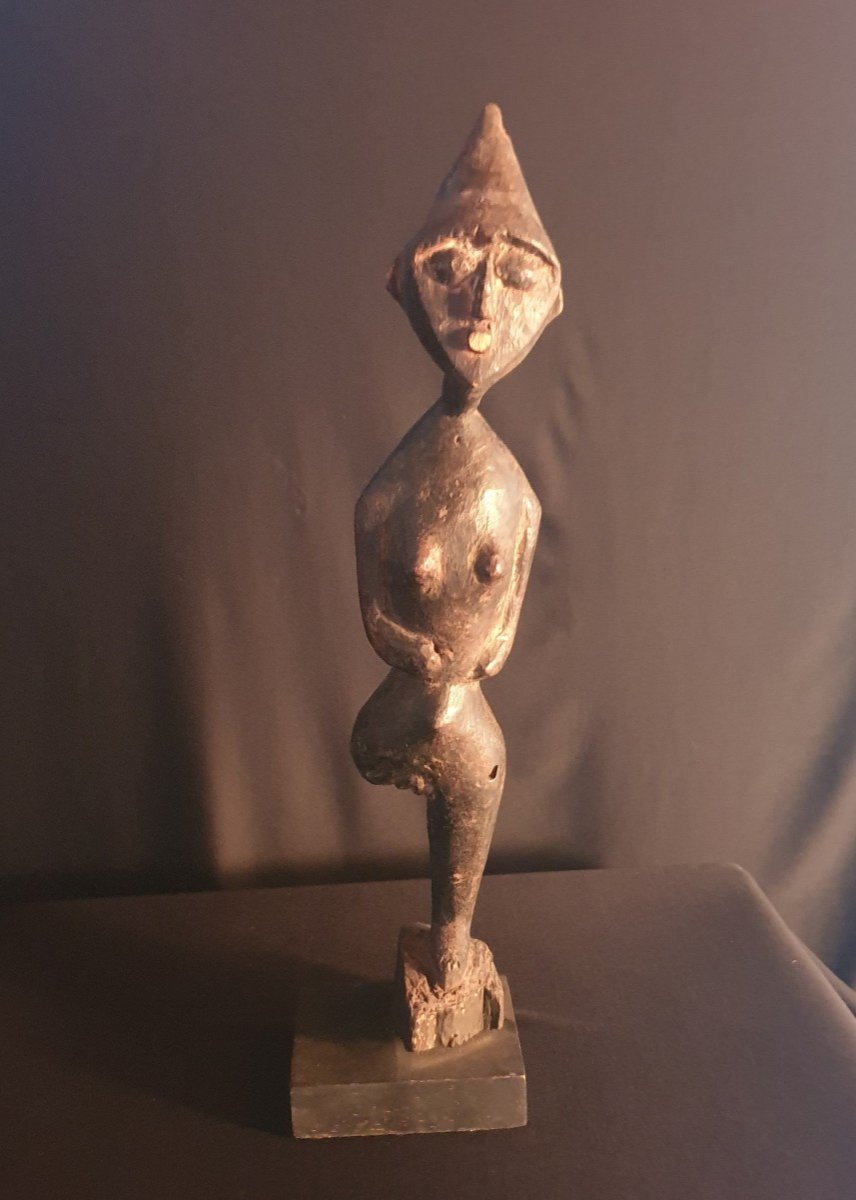 West Africa - Pair Of One-legged Fetishes - 40 & 47 Cm-photo-3