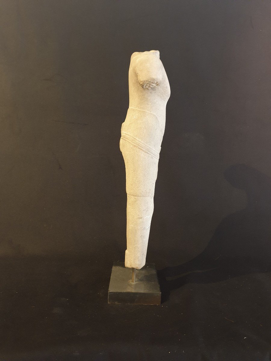 Cambodge - Torse Masculin En Grès - 56.5 Cm-photo-3