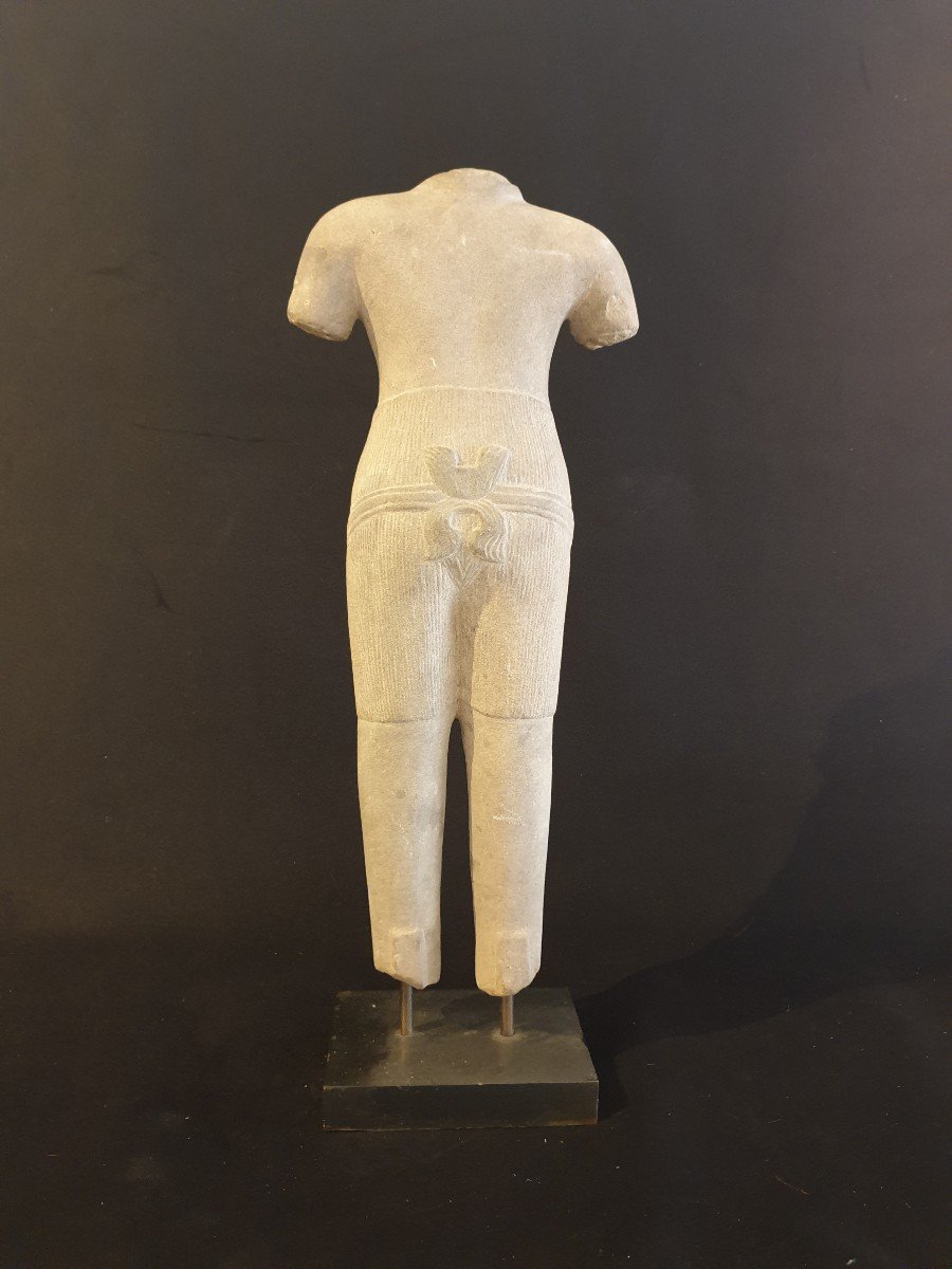 Cambodge - Torse Masculin En Grès - 56.5 Cm-photo-4