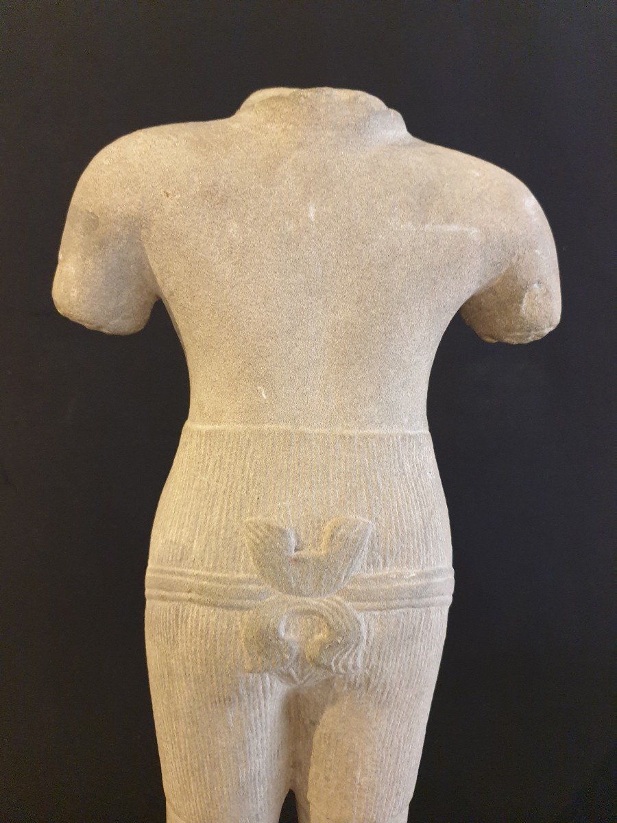 Cambodge - Torse Masculin En Grès - 56.5 Cm-photo-1