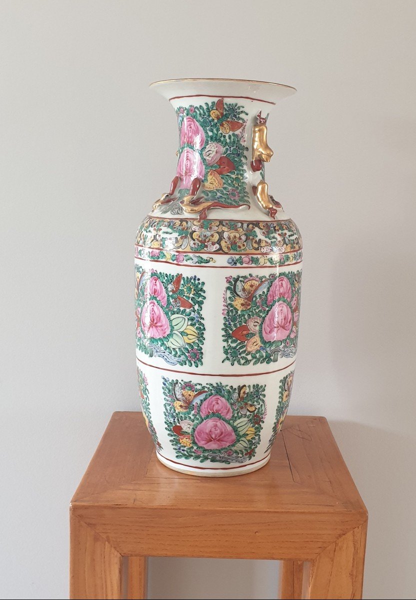 China - Polychrome Vase - Canton - 45 Cm-photo-2