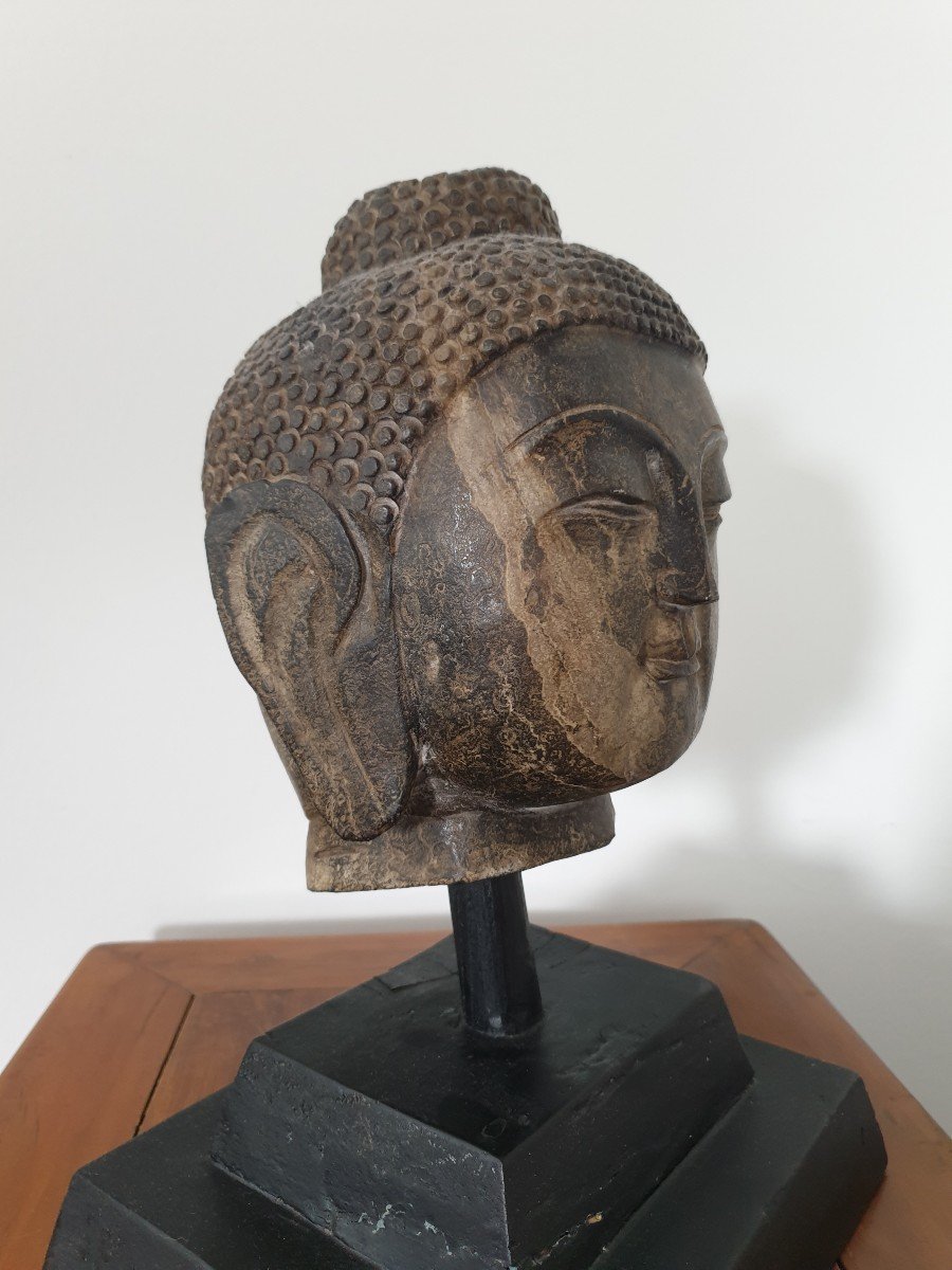 China - Stone Buddha Head - 26 Cm-photo-2
