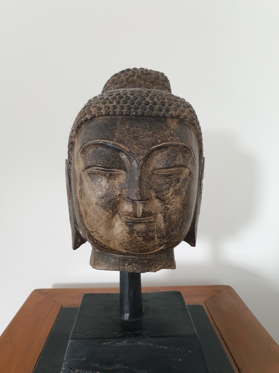 Chine - Tête De Bouddha En Pierre - 26 Cm