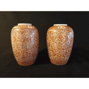 Chine - Paire De Vases - Fin Dynastie Qing