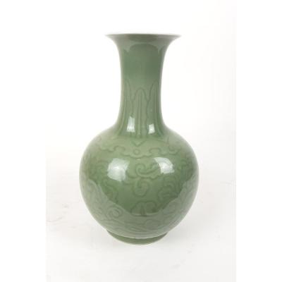 China - Celadon Green Porcelain Baluster Vase - 28.5 Cm