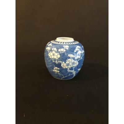 China - White & Blue Pot With Plum Tree Decor - 12 Cm - 20th