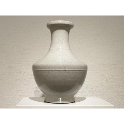 Large White Cracked Porcelain Vase