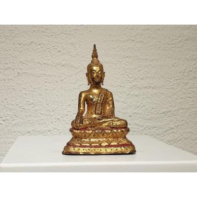 Bouddha Thaï En Bronze Doré