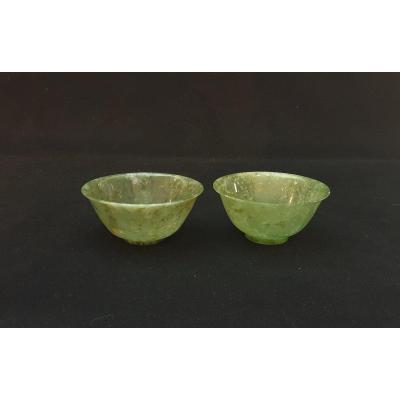 China - Pair Of Small Jadeite Bowls