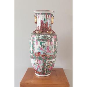 Chine - Vase Polychrome - Canton - 48 Cm