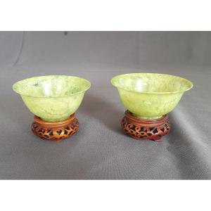China - 2 Small Jadeite Bowls