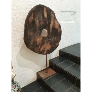 Southeast Asia - Wooden Wheel With Base - D 78 Cm