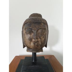 Chine - Tête De Bouddha En Pierre - 26 Cm