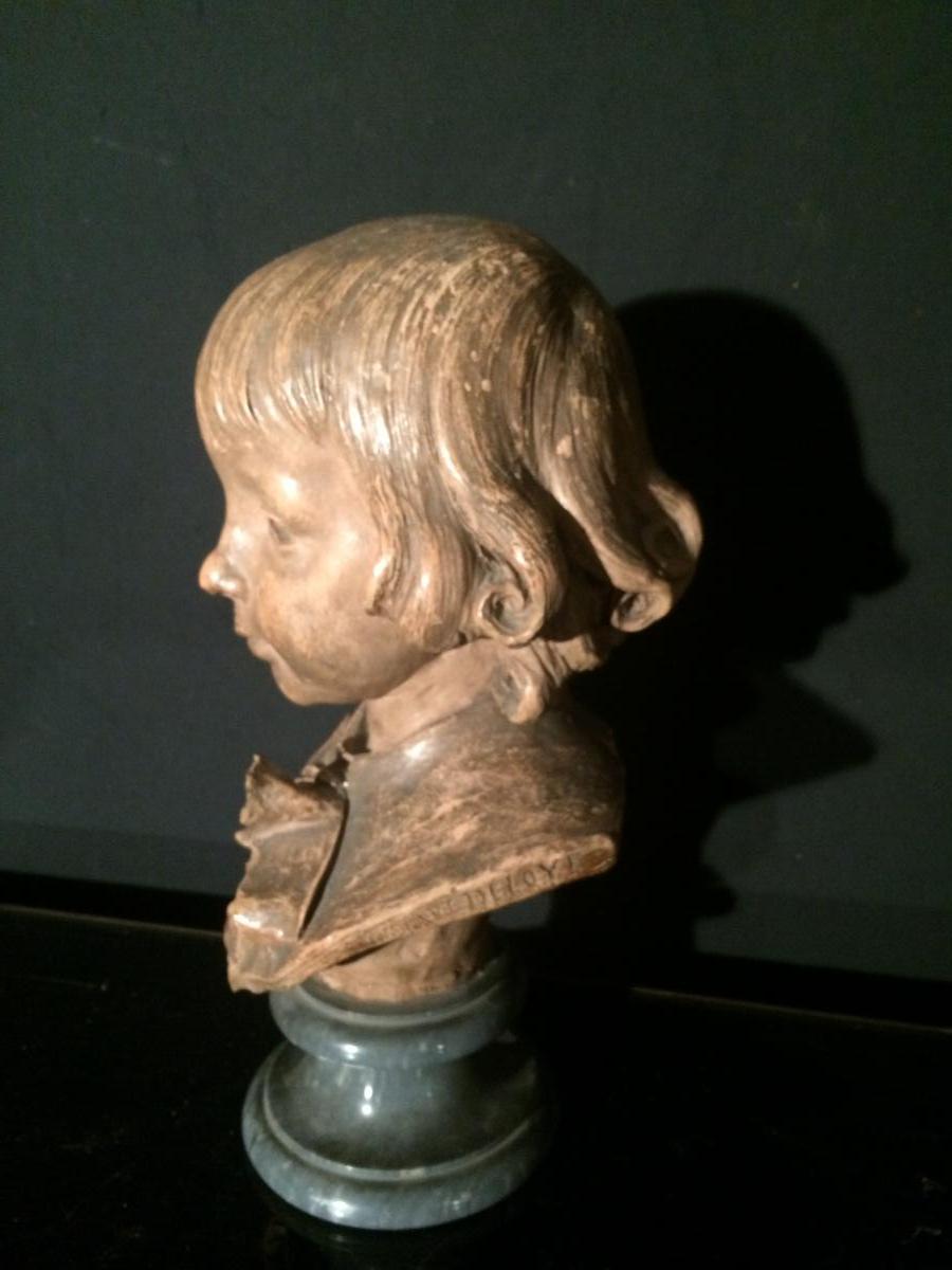 Gustave Deloye (1838-1899) Child's Head Of Terracotta-photo-2