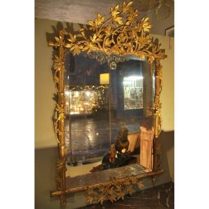 Miroir En Bois Doré   Bambou D époque Napoléon III