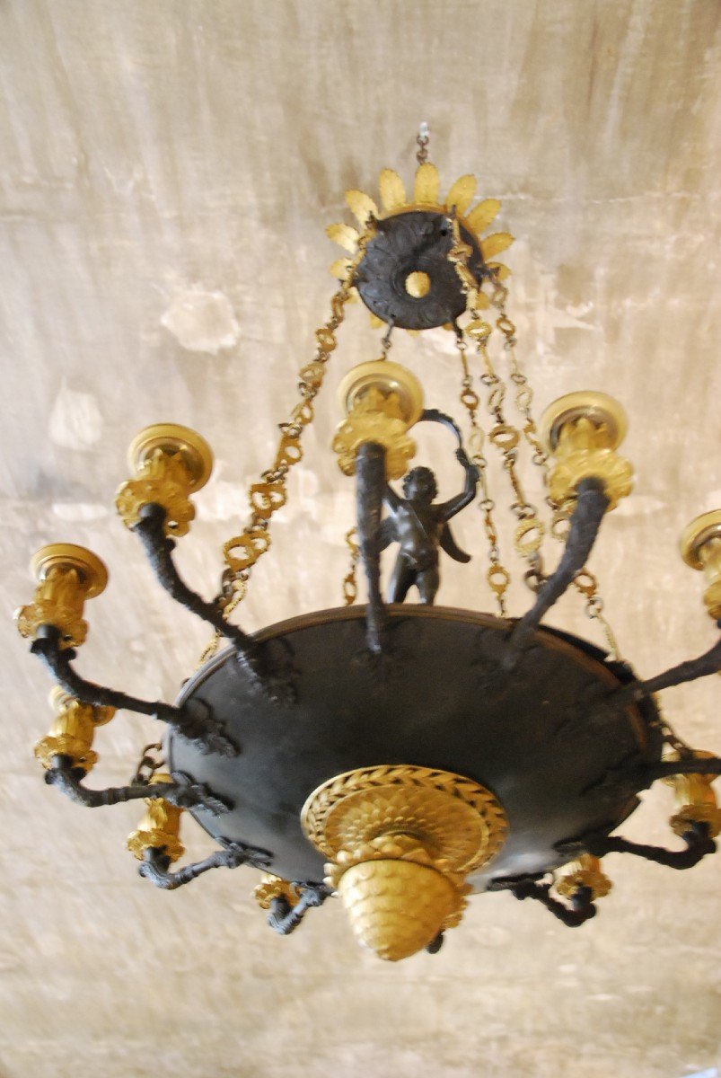 Lustre D époque XIX   , Bronze , -photo-4
