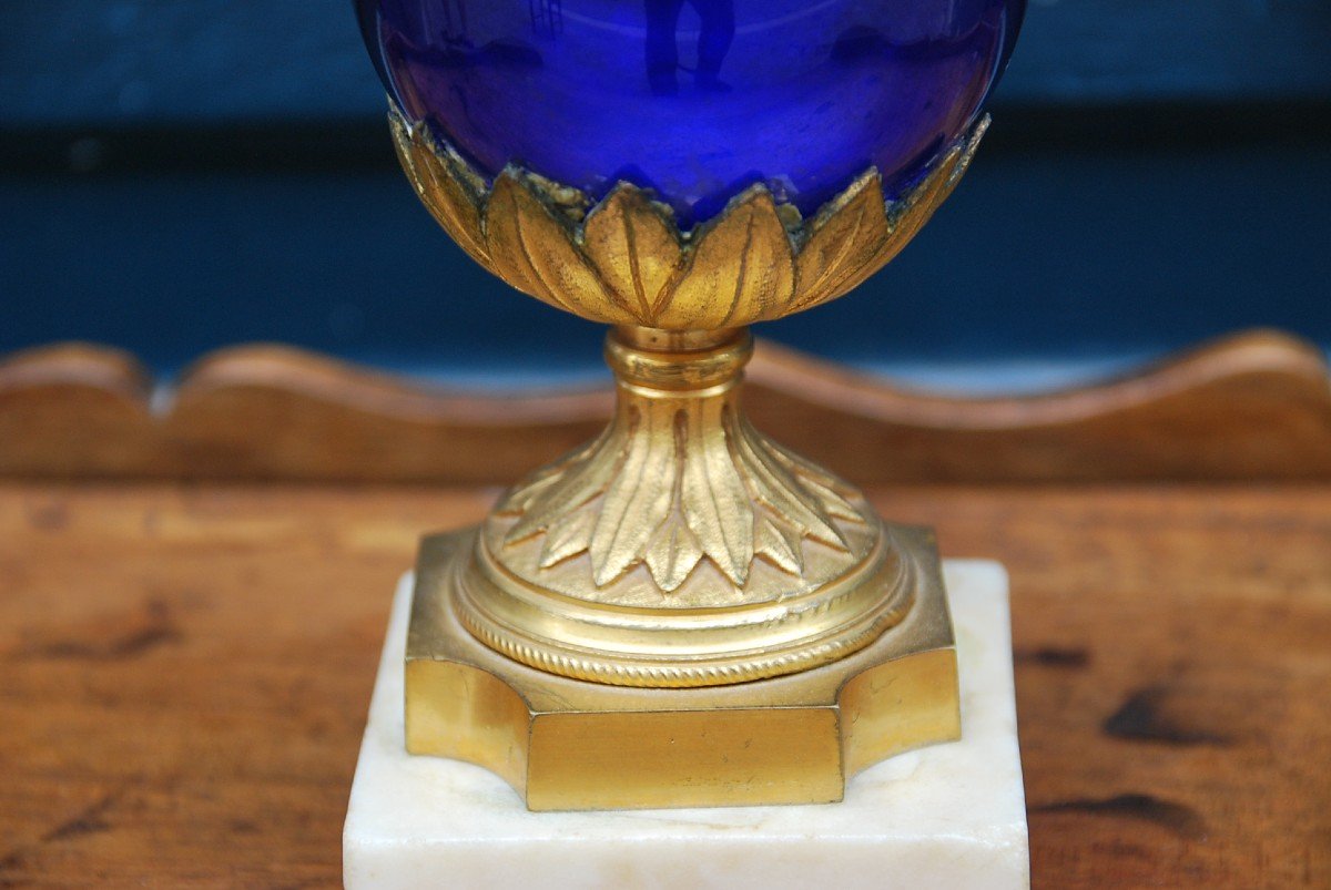 Royal Blue Glass Vase From Le Creusot, Louis XVI Period-photo-4