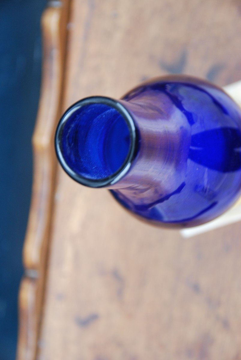 Royal Blue Glass Vase From Le Creusot, Louis XVI Period-photo-3