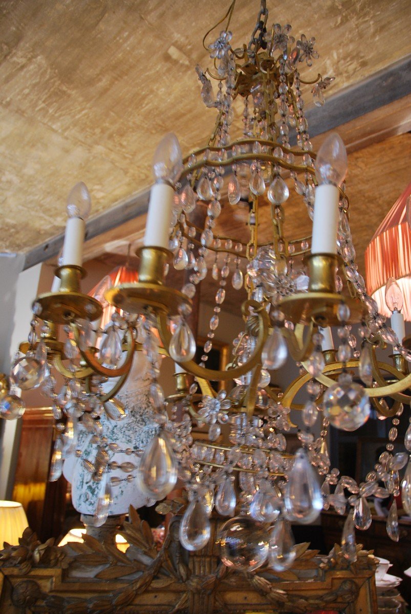 Chandelier In Bronze And Crystal From Maison Baguès