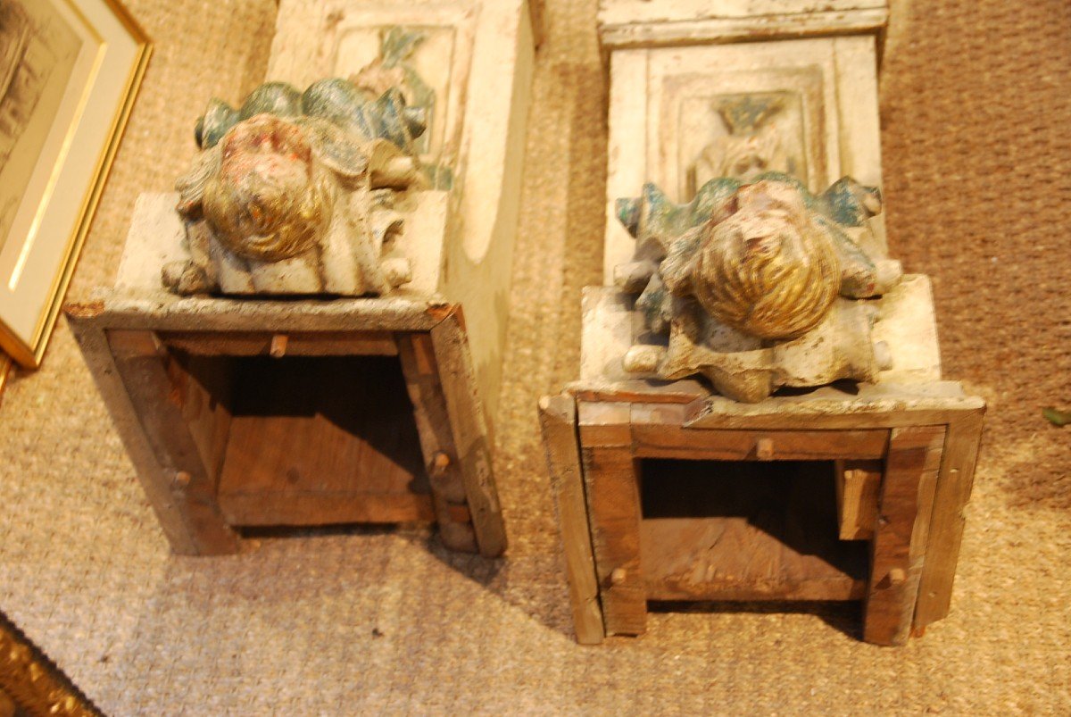 Important Pair Of Consoles D Apllique, Head Of Angel Louis XIV-photo-4