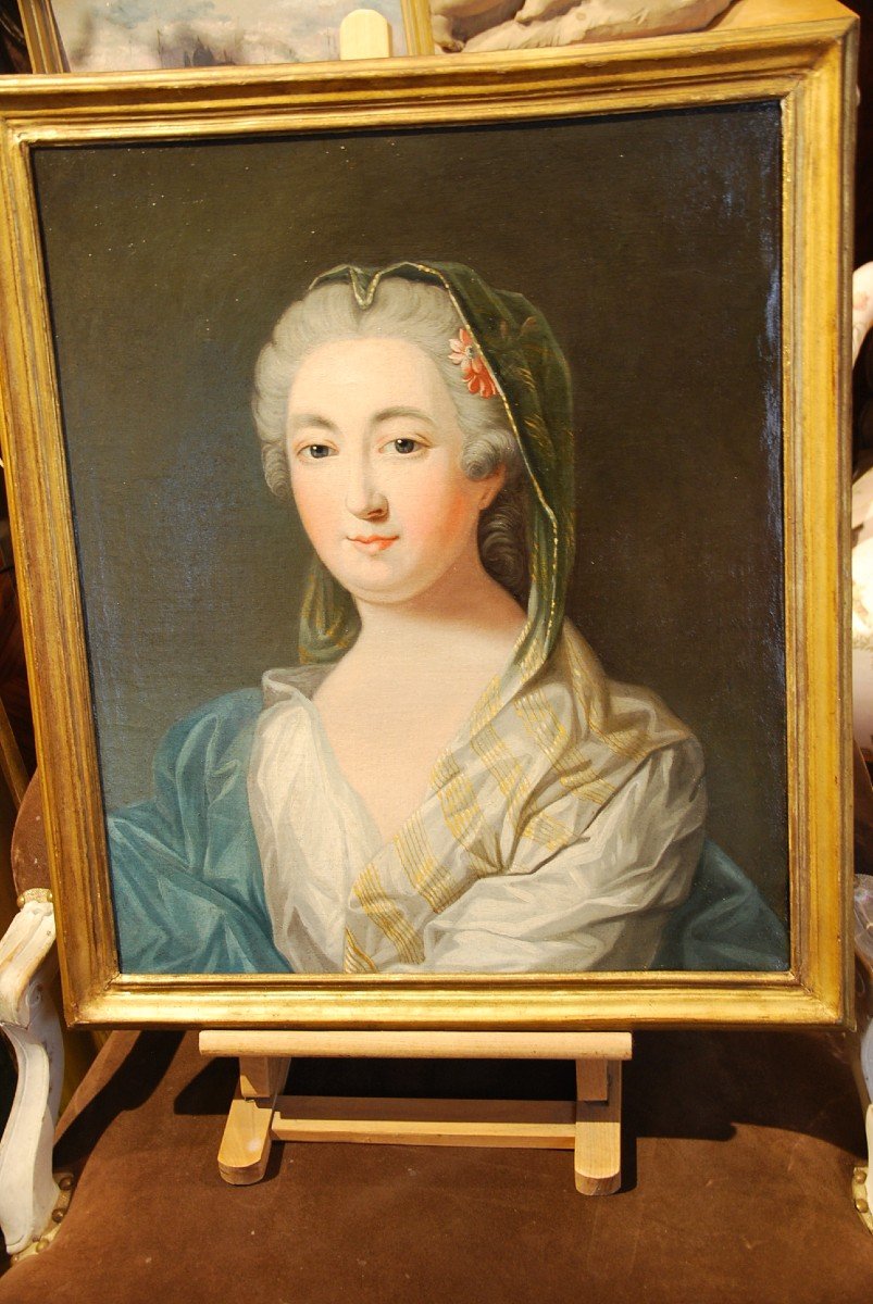 Portrait De Jeune Femme XVIII Suiveur De Drouais-photo-3