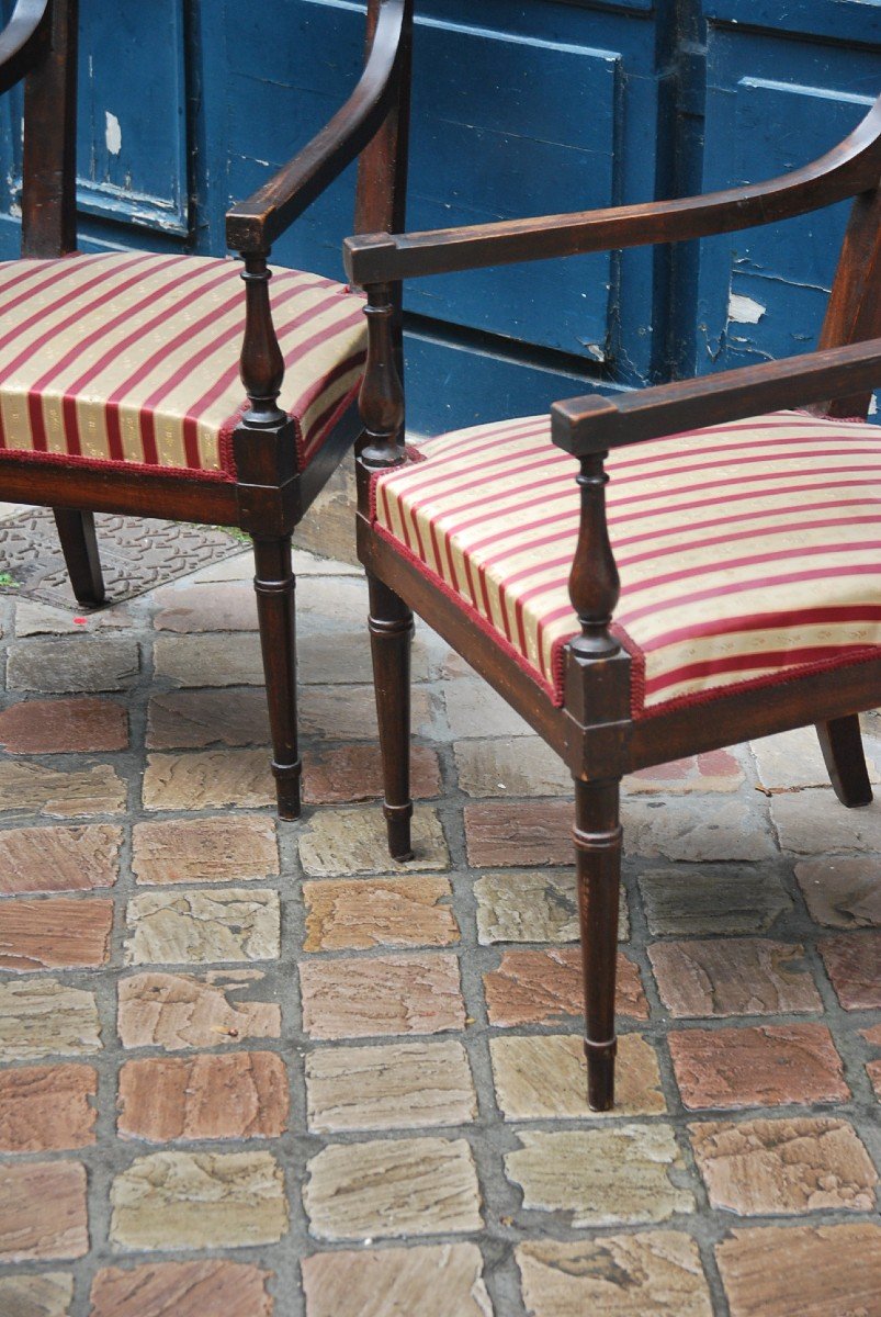 Paire De Fauteuils Directoire , Consulat Estampillés De Achard-photo-2