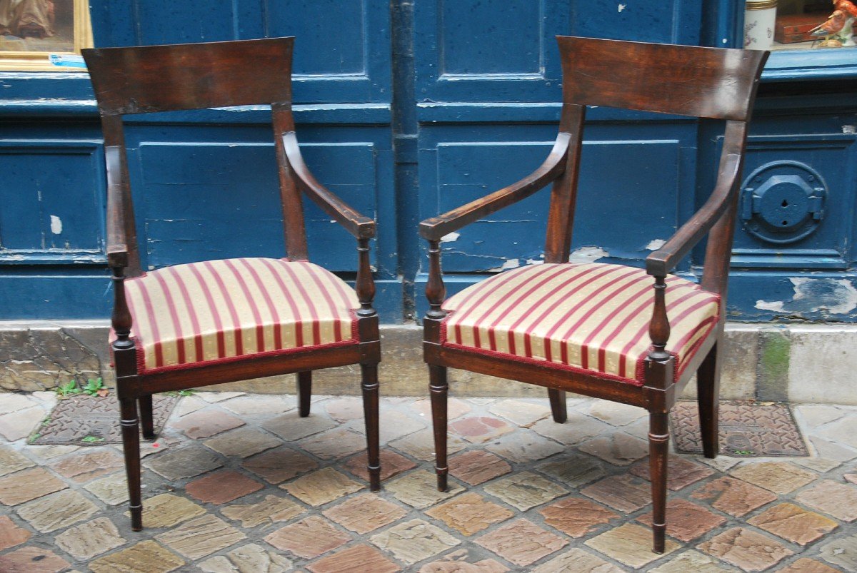 Paire De Fauteuils Directoire , Consulat Estampillés De Achard