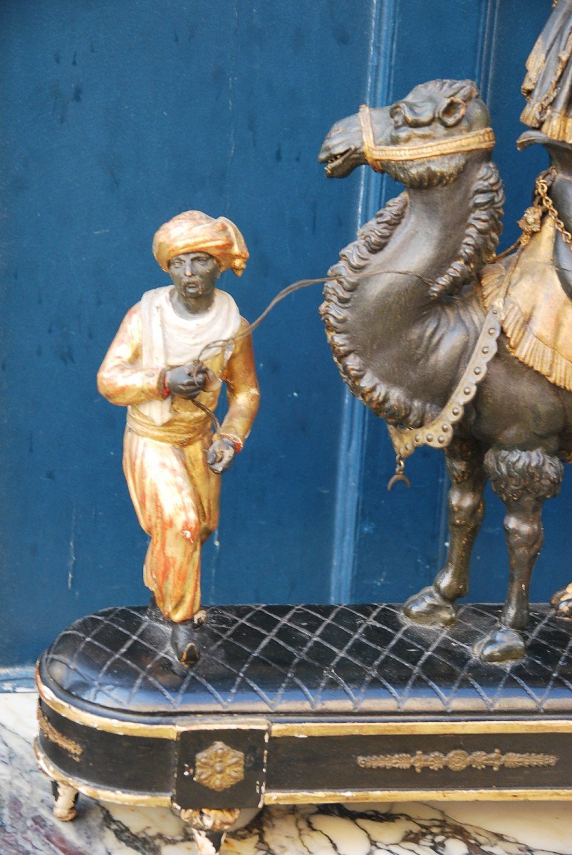 Rare Camel Clock In Black Forest Wood-photo-2